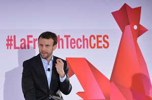 Emmanuel Macron, alors ministre de l’Economie et du Numérique, au CES 2016 à Las Vegas