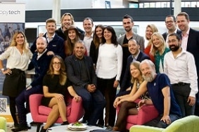 L’équipe d’HappyTech chez Station F, lors du lancement officiel fin septembre d’HappyTech, le 1er collectif de start-up Tech et Bien-être