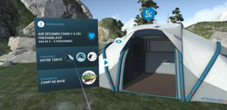 En 2018, 30 magasins Décathlon proposeront de la réalité virtuelle dans leurs rayons tentes. ©DR