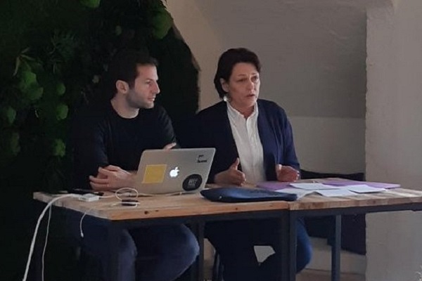 Véronique Bédague (Nexity) et Clément Alteresco (Morning Coworking) lors de la conférence de presse du 16 janvier à l’espace République (75010). DR