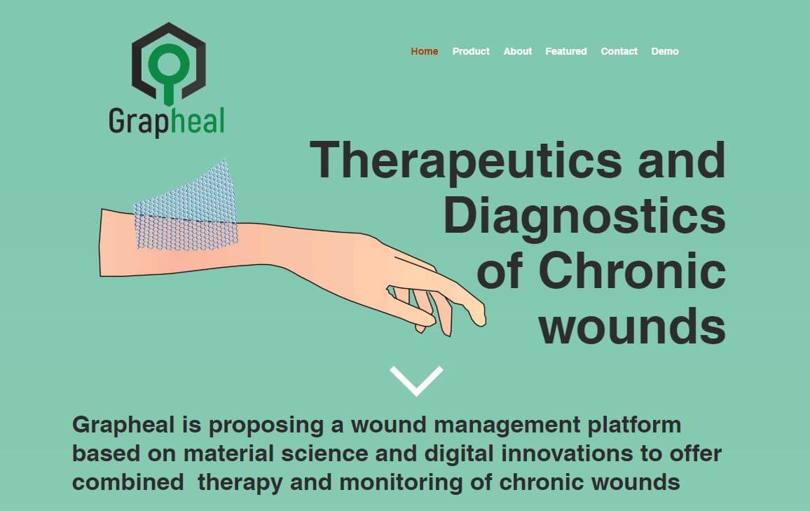 Créée en mai 2019, Grapheal développe une solution de soin des plaies chroniques avec un matériau électronique (le graphène) qui accélère la cicatrisation et permet de suivre l'état de la plaie pour le transmettre aux soignants à distance