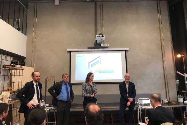 Yann Gaël Amghar, Directeur Général de l'Acoss, Alain Gubian, Directeur des statistiques, des études et de la prévision, Carole Leclerc, Directrice de l'innovation et du digital et Jean-Marc Lazard, fondateur et CEO d’Opendatasoft.