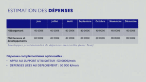 Estimations des dépenses mensuelles pour faire marcher Stop Covid.