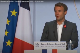 Emmanuel Macron présente les aides à la French Tech dans son plan de relance le 14 septembre 2020 à l'Elysée.