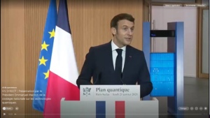 Live du Président Emmanuel Macron sur la stratégie nationale sur les technologies quantiques à Paris -Saclay le 21 janvier 2021.