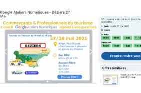 Un van aux couleurs de Google réalisera une tournée dans l'Hérault du 19 mai au 14 juin prochains, pour former les commerçants au numérique. Ici, un exemple de prise de rendez-vous pour les habitants de Béziers.