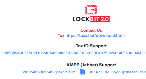 coordonnées de contact de LockBit